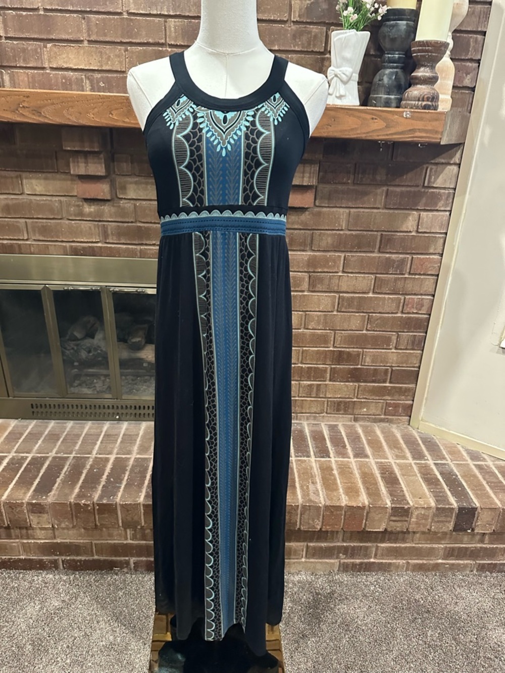 Athleta Boho Tribal Print High Neck Maxi Dress | Size M | Coastal Gypsy Chic